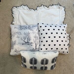 Society 6 black and white dorm/bed throw pillow set + sham